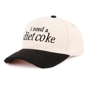 I Need A Diet Coke Two-tone Corduroy Cap Black NEW